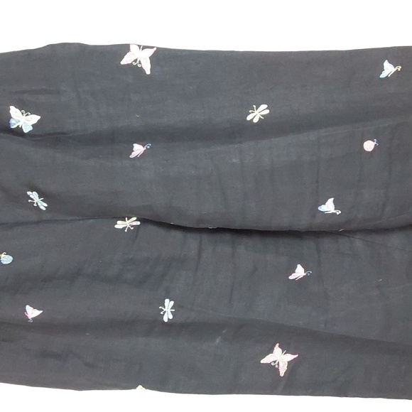 Talbots Irish Linen Black Trousers Novelty Bug/butterfly Embellish Pants Sz.12 - Picture 5 of 16